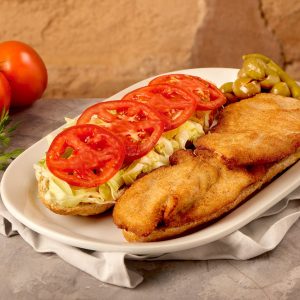 Baguette de pollo empanado